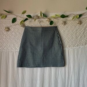 BODEN a line jacquard mini skirt green white gold dot pattern classic style